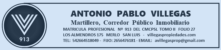 Antonio Pablop Villegas, Martillero y Corredor Público Inmobiliario